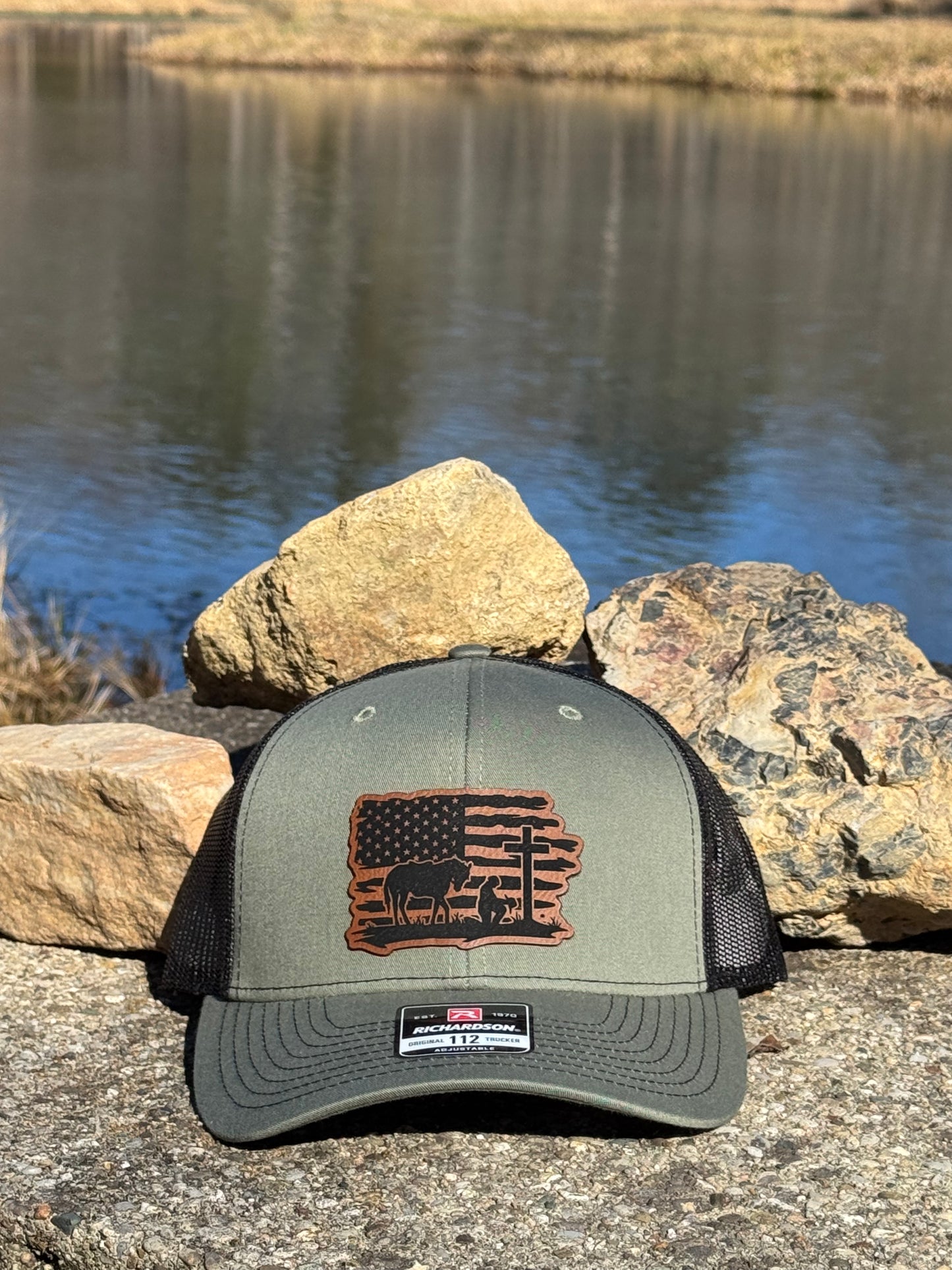 Cowboy Kneeling-Richardson 112 Pattern Trucker Hat