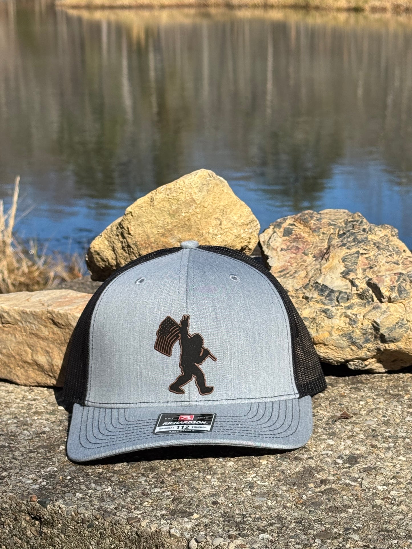 Bigfoot Peace Flag-Richardson 112 Trucker Pattern Hat