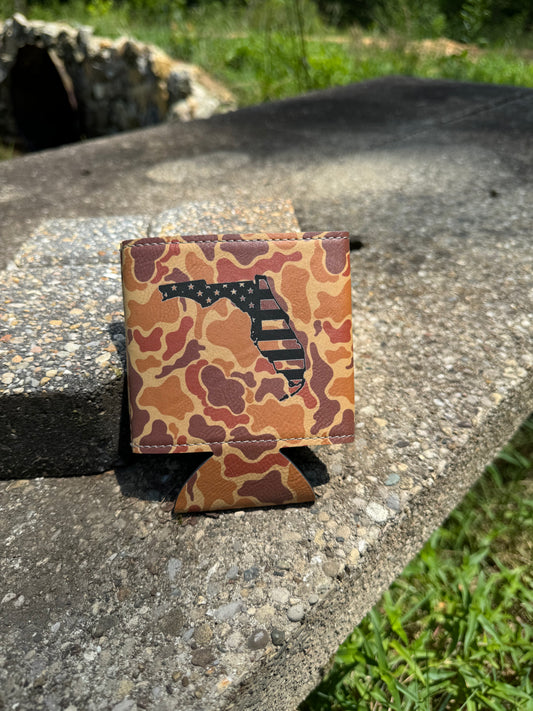 Florida State Flag-Drake Camo Leather Koozie