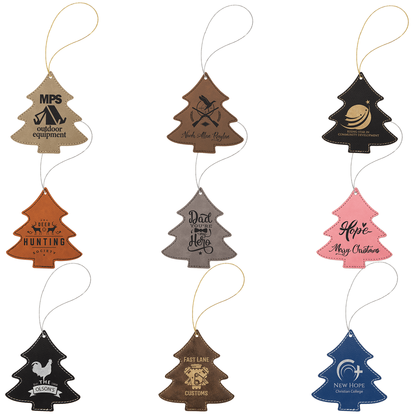 Leather Personalized Name Christmas Tree Ornament