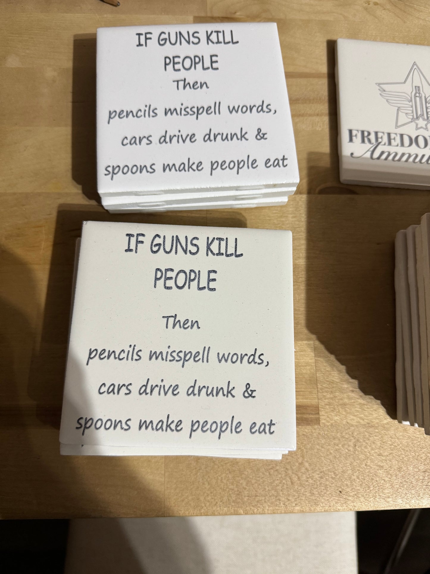 If guns kill people Engraved Subway Tile Coaster