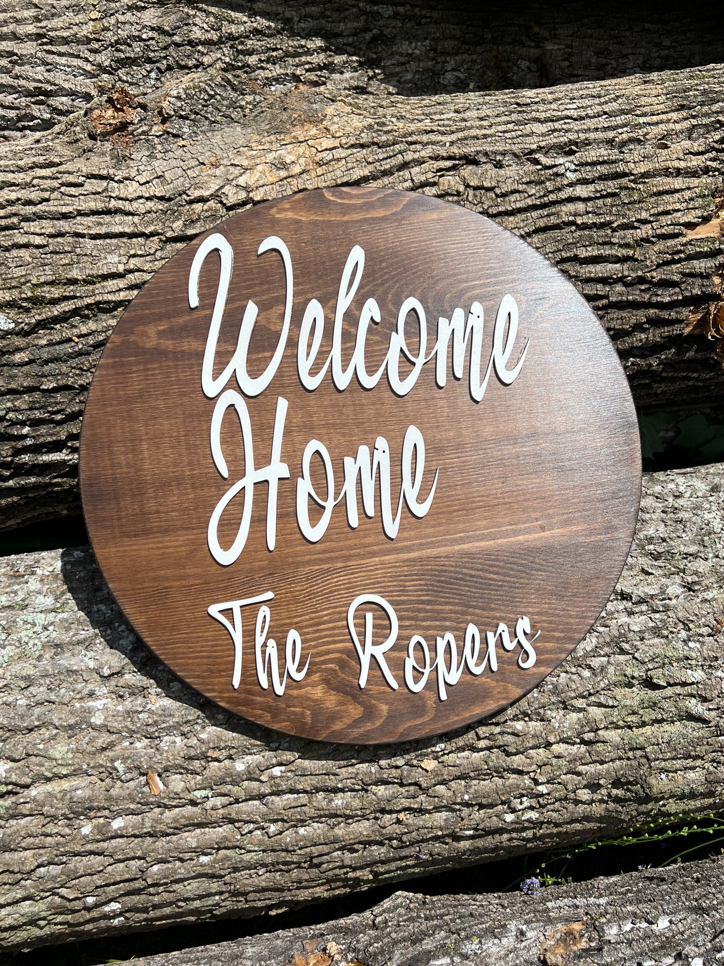 Custom Wooden Welcome Home Sign "Dark Walnut Finish"