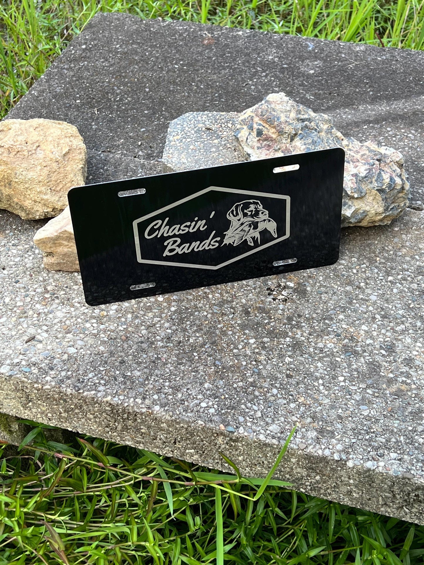 Engraved Custom Personalized Your Company Business Logo License Plate Car Tag Etched on Black Metal Weatherproof & Rustproof