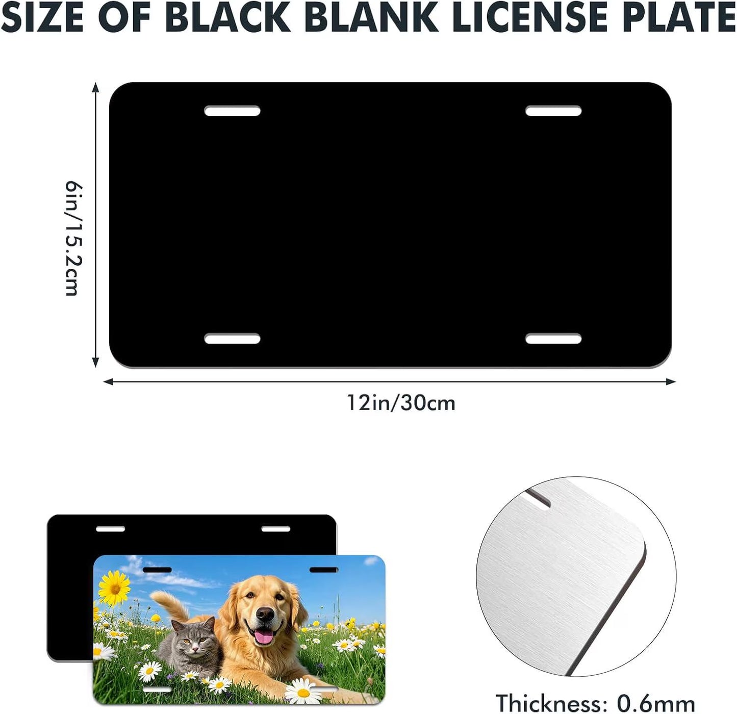 Engraved Custom Personalized Your Company Business Logo License Plate Car Tag Etched on Black Metal Weatherproof & Rustproof